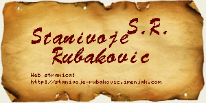 Stanivoje Rubaković vizit kartica